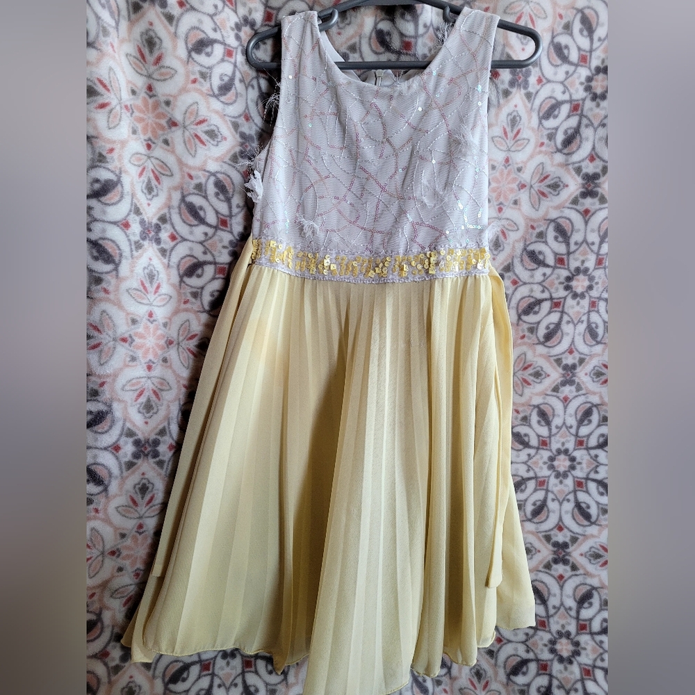 Bonnie Jean Yellow and White Formal Kids Dress